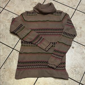 Sundance Brown and Pink Turtleneck Sweater